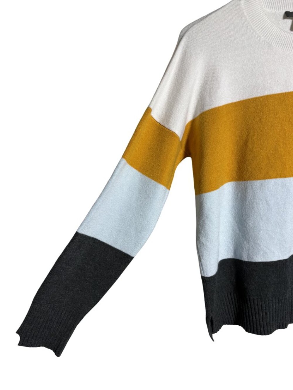 French Connection Colorblock Striped Crewneck Sweater Women’s S Retro Cozy Knit - Picture 3 of 7